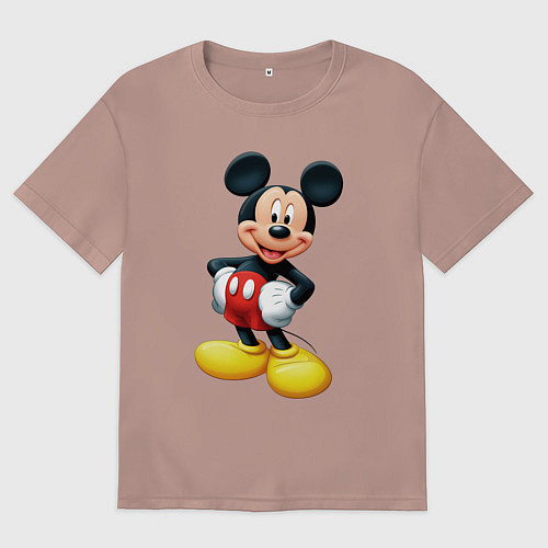 Мужская футболка оверсайз Микки - мышь / Пыльно-розовый – фото 1