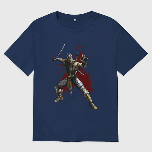 Мужская футболка оверсайз Scorpion Mortal Kombat / Тёмно-синий – фото 1