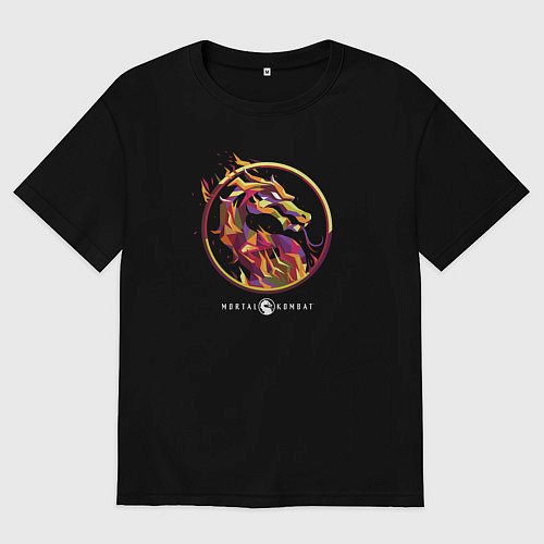 Мужская футболка оверсайз Мортал Комбат - Скорпион эмблема / Черный – фото 1