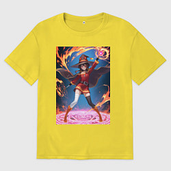 Футболка оверсайз мужская Мегумин колдует взрывную магию, цвет: желтый