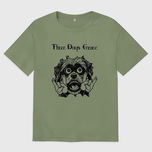 Мужская футболка оверсайз Three Days Grace - rock dog / Авокадо – фото 1
