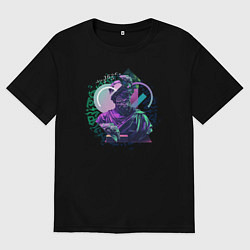 Футболка оверсайз мужская Греческая Скульптура с графическими элементами, цвет: черный