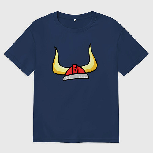 Мужская футболка оверсайз Мужской шлем викинга - для пары / Тёмно-синий – фото 1