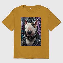 Мужская футболка оверсайз Морда крутого бультерьера