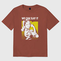 Футболка оверсайз мужская Buffy we can slay it, цвет: кирпичный