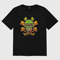 Мужская футболка оверсайз Чезёный череп и грибочки