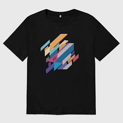 Футболка оверсайз мужская Стиль геометрия, цвет: черный