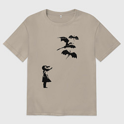Мужская футболка оверсайз Девочка и дракончики