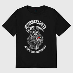 Футболка оверсайз мужская Сыны анархии - logo, цвет: черный