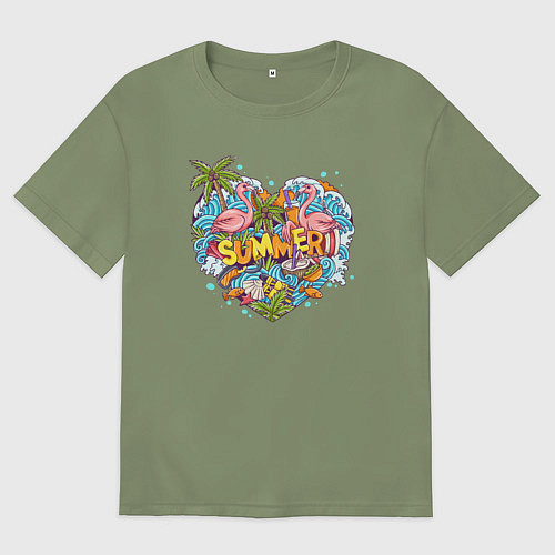 Мужская футболка оверсайз Яркое лето / Авокадо – фото 1