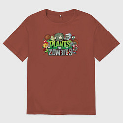 Мужская футболка оверсайз Зомби и растения