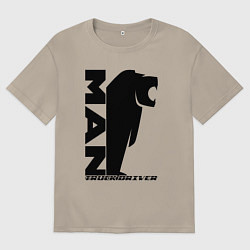 Футболка оверсайз мужская MAN дальнобойщик чёрный логотип, цвет: миндальный