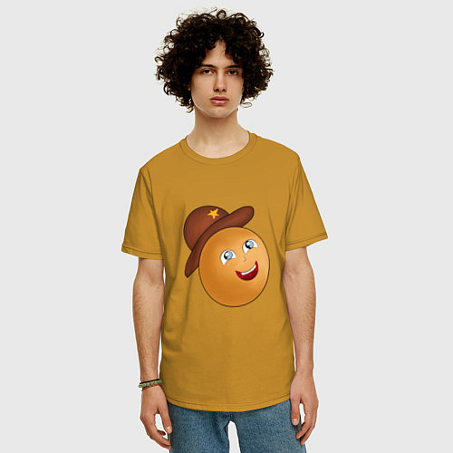 Мужская футболка оверсайз Колобок в шляпе / Горчичный – фото 3