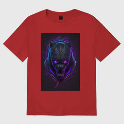 Футболка оверсайз мужская Маска Черной пантеры, цвет: красный