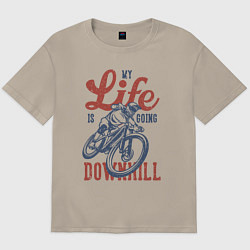 Футболка оверсайз мужская My life is going downhill, цвет: миндальный