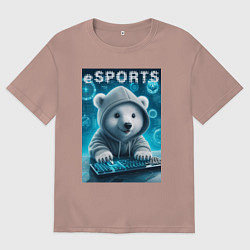 Мужская футболка оверсайз Белый медвежонок - киберспорт