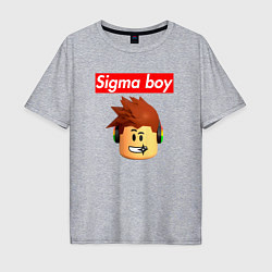 Футболка оверсайз мужская Sigma boy roblox head - мем Роблокс Сигма бой, цвет: меланж