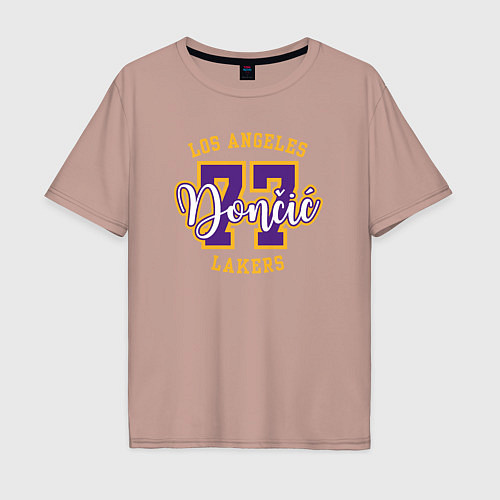 Мужская футболка оверсайз Luka Doncic - Lakers / Пыльно-розовый – фото 1