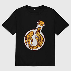 Мужская футболка оверсайз Золотая рыбка в колбе