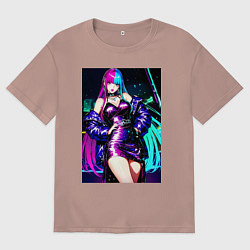 Футболка оверсайз мужская Девушка поп идол, цвет: пыльно-розовый