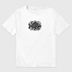 Мужская футболка оверсайз Рыба с орнаментами