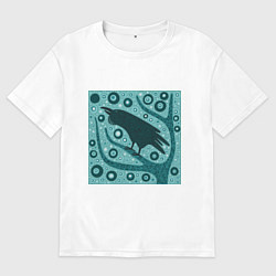 Мужская футболка оверсайз Ворон на дереве