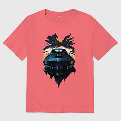 Футболка оверсайз мужская Мустанг, цвет: коралловый