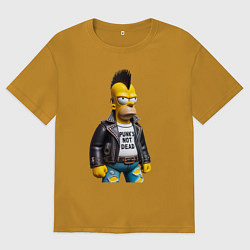 Футболка оверсайз мужская The harsh Homer Simpson - punks not dead, цвет: горчичный