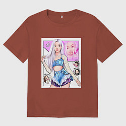 Футболка оверсайз мужская Blackpink - Rose, цвет: кирпичный