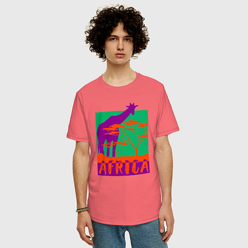 Мужская футболка оверсайз В Африке / Коралловый – фото 3