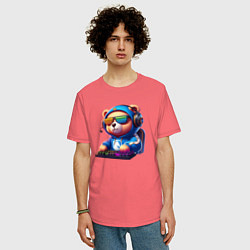 Футболка оверсайз мужская Bear cub is a player of Team Liquid - esports, цвет: коралловый — фото 2
