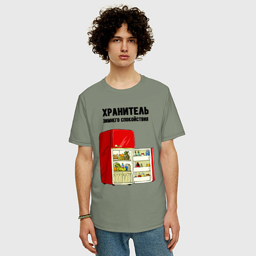 Мужская футболка оверсайз Хранитель зимнего спокойствия / Авокадо – фото 3