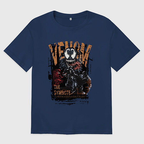 Мужская футболка оверсайз Веном черный симбиот / Тёмно-синий – фото 1