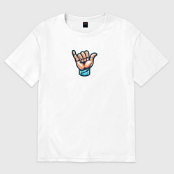 Мужская футболка оверсайз Жест руки Шака или Джамбо