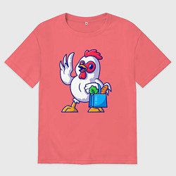 Мужская футболка оверсайз Петушок с продуктами