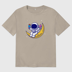 Футболка оверсайз мужская Космическое мороженое, цвет: миндальный