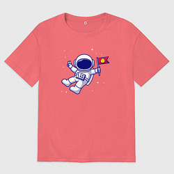 Мужская футболка оверсайз Космонавт с флажком