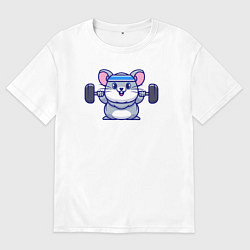 Мужская футболка оверсайз Мышонок со штангой
