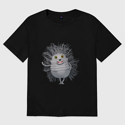 Футболка оверсайз мужская Cartoon hedgehog gray, цвет: черный