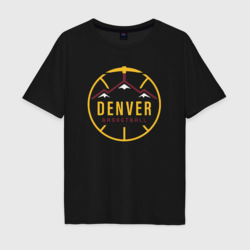 Мужская футболка оверсайз Basketball Denver / Черный – фото 1