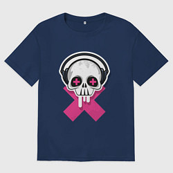 Мужская футболка оверсайз Череп в наушниках