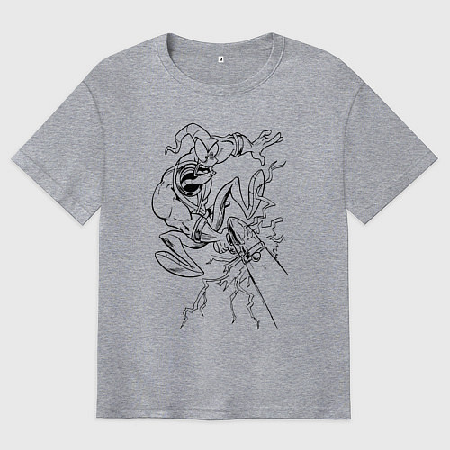 Мужская футболка оверсайз Земляной червяк Джим стреляет / Меланж – фото 1