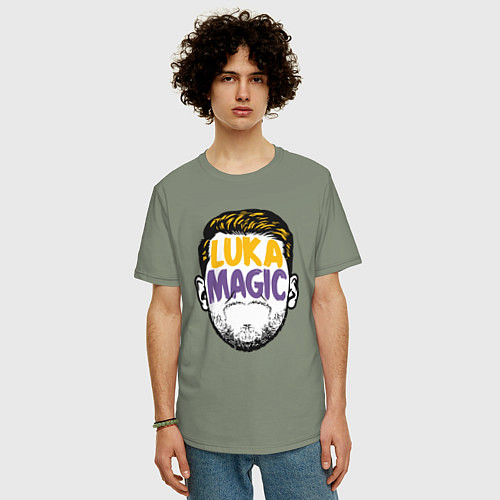 Мужская футболка оверсайз Luka magic face / Авокадо – фото 3