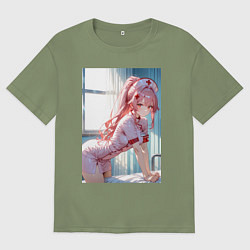 Футболка оверсайз мужская Медсестричка позаботится о тебе, цвет: авокадо