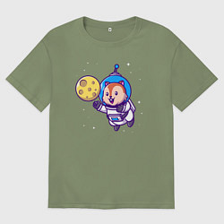 Мужская футболка оверсайз Белочка в космосе
