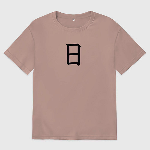 Мужская футболка оверсайз Воскресенье японским иероглифом / Пыльно-розовый – фото 1