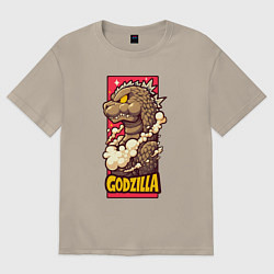 Футболка оверсайз мужская Pink godzilla, цвет: миндальный