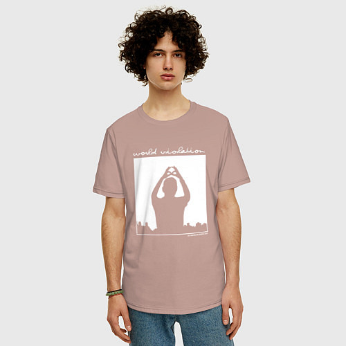 Мужская футболка оверсайз Depeche Mode world violation / Пыльно-розовый – фото 3