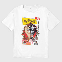 Футболка оверсайз мужская Taz mania - тасманский дьявол, цвет: белый