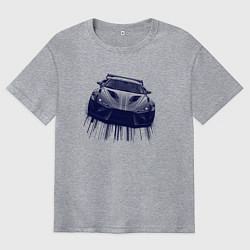 Мужская футболка оверсайз Спорткар в синих тонах